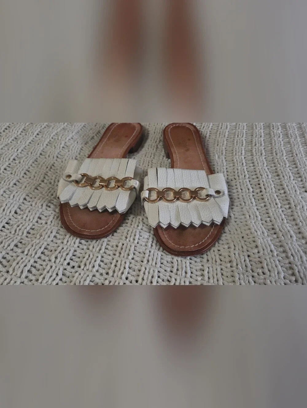 Kate Spade New York White Leather Sandals Size 8.5